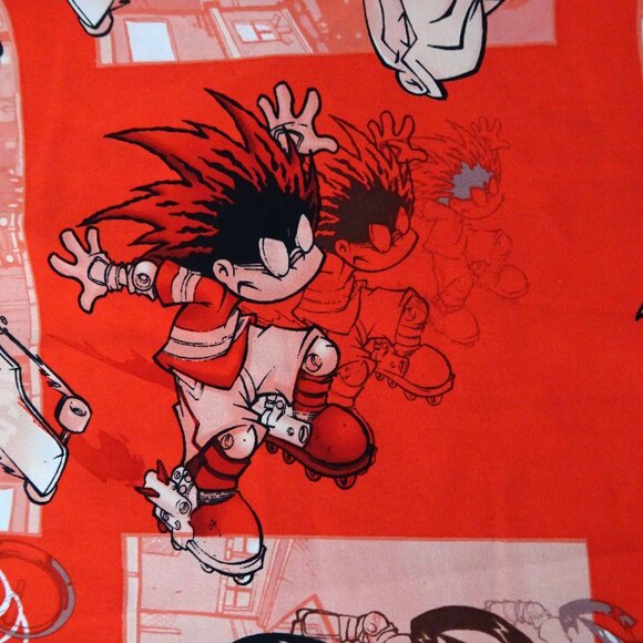 Vintage Flamehead JNCO Button Shirt Medium Red 90s Skater BMX Bike Cartoon Skate - Picture 13 of 16